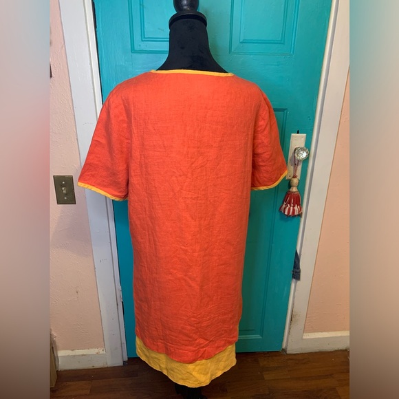 Blue Cactus Linen Shirt-dress Floral Boho Southwest - Picture 5 of 8